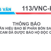 Công văn số 113/VNC-KD thông báo Nhãn hiệu bao bì phân bón SA - AS Vinacam đã được bảo hộ độc quyền